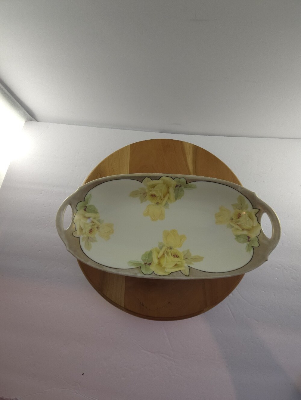 Bavarian Hand Painted Textured Yellow Rose Porcelain Tray, Vintage